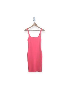 Zara Hot Pink Scoop-Neck Midi Bodycon Dress